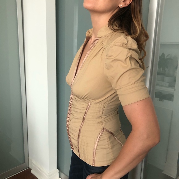 2b Bebe Light Brown Shirt with Satin Details - Picture 3 of 8